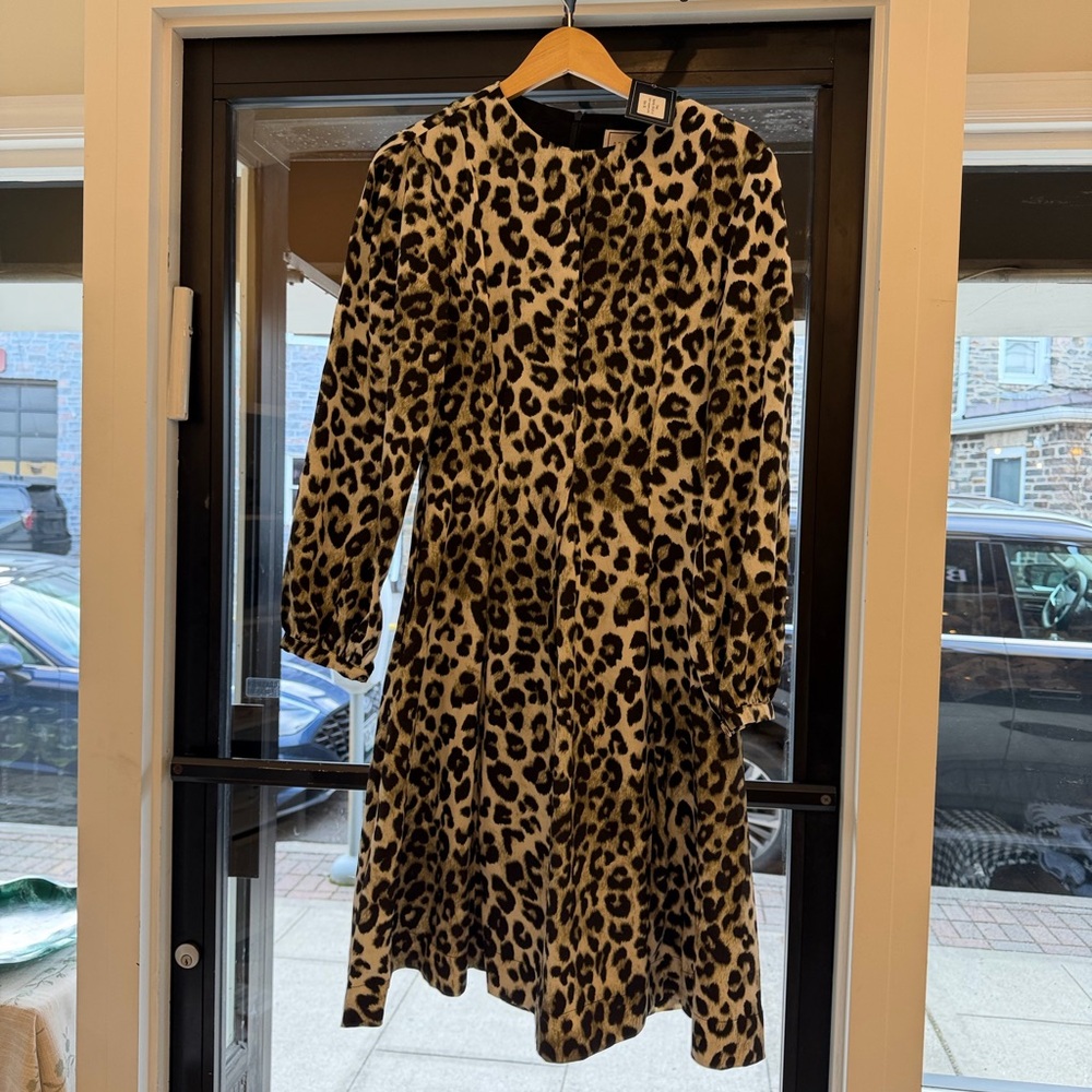 Luxury Leopard Print Long Sleeve Dress